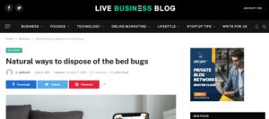 publication in live business blog for pest control